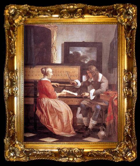 framed  METSU, Gabriel Man and Woman Sitting at the Virginal f, ta009-2